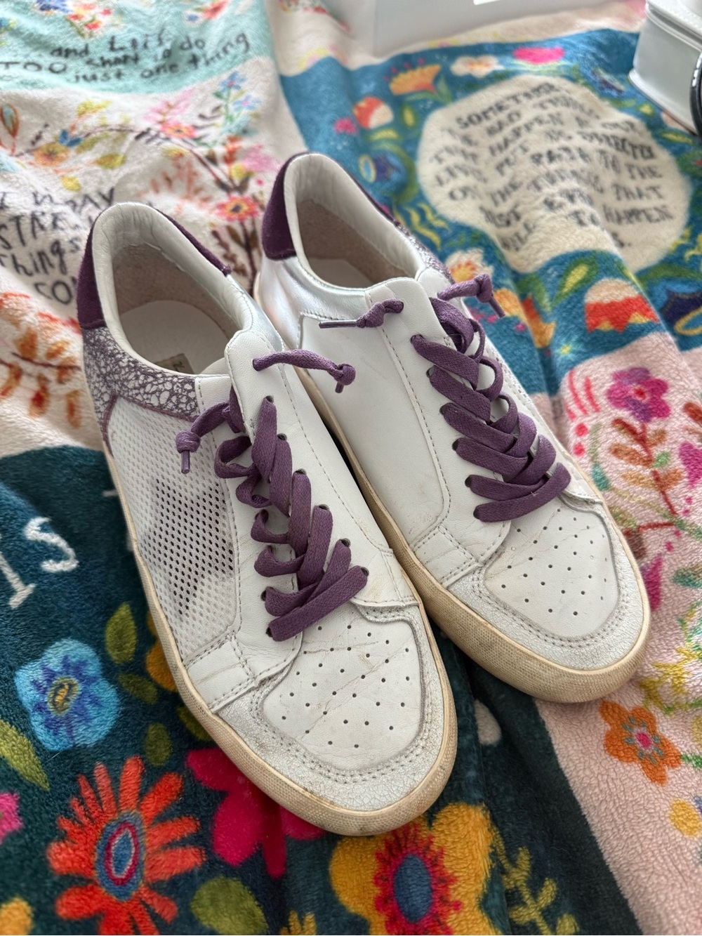 Vintage Havana White and Purple Women's Sneakers